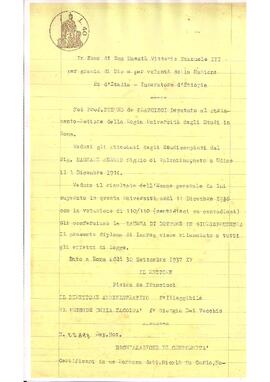 Laurea di Dottore in Giurisprudenza, Roma - 30/09/1937.