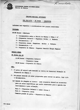 Cronograma do Projeto Musical Integrado da Escola  de Música da Universidade Federal de Minas Ger...