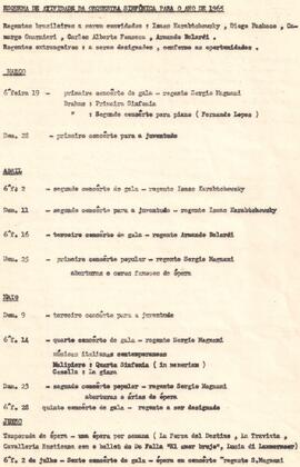 Esquema de atividades da Orquestra Sinfônica da Universidade Federal da Bahia para o ano de 1965,...