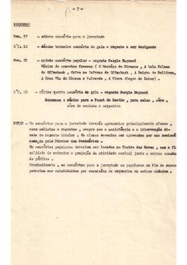 Esquema de atividades da Orquestra Sinfônica da Universidade Federal da Bahia para o ano de 1965.