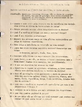 Questionário dirigido aos alunos dos Seminários Livres de Música da Universidade Federal da Bahia.