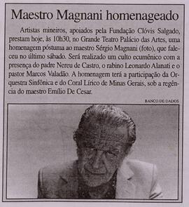 MAESTRO Magnani homenageado.  Minas Gerais.