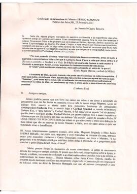 TEIXEIRA, Padre Nereu de Castro. Programa da Celebração in memoriam Maestro Magnani. Belo Horizon...