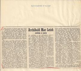 Archibald Mac Leish, statista e poeta.