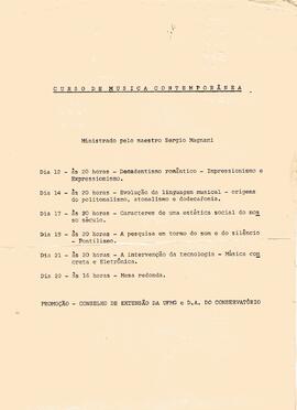 Curso de Música Contemporânea promovido pelo  Conselho de Extensão da UFMG.