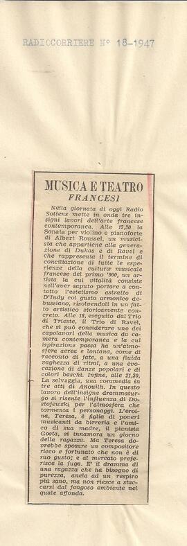 Musica e teatro francesi.