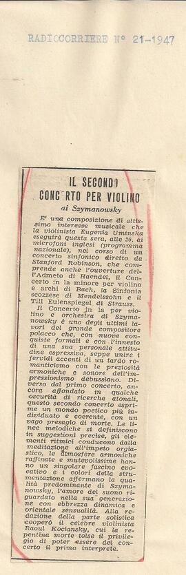 Il Secondo Concerto per Violino di Szymanovsky.