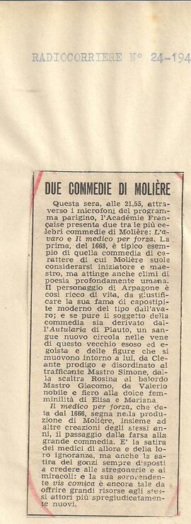 Due commedie di Moliére.