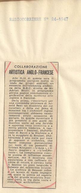 Collaborazione artistica anglo-francese.