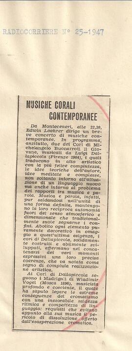 Musiche corali contemporanee.