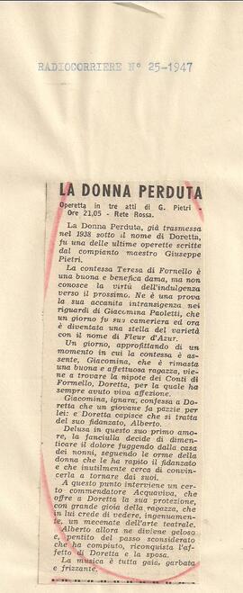 La Donna perduta, operetta.