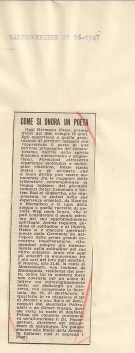 Come si onora un poeta.