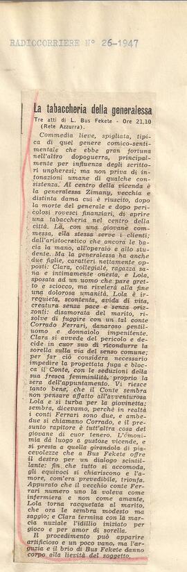 La tabaccheria della generalessa, commedia di Bus Fakete.
