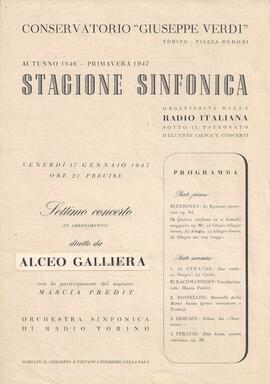 Orchestra Sinfonica di Radio Torino diretta da Alceo Galliera. Con la partecipazione del soprano ...