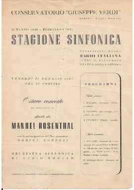 Orchestra Sinfonica di Radio Torino diretta da Manuel Rosenthal. Con la partecipazione del duo pianístico Gorini-Lorenzi.