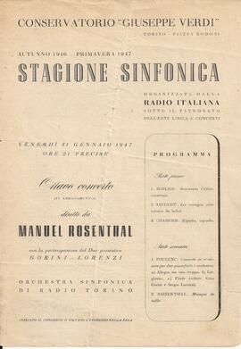 Orchestra Sinfonica di Radio Torino diretta da Manuel Rosenthal. Con la partecipazione del duo pi...