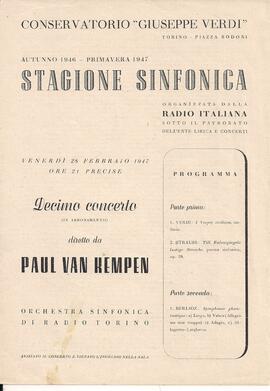 Orchestra Sinfonica di Radio Torino diretta da Paul van Kempen.