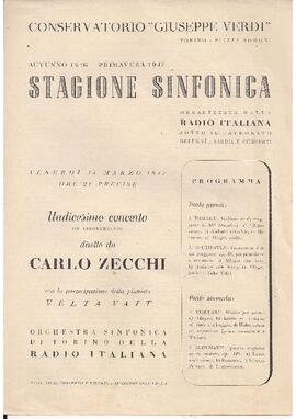 Orchestra Sinfonica di Torino della Radio Italiana diretta da Carlo Zecchi. Con la partecipazione della pianista Velta Vait.