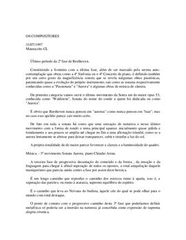 Beethoven. Tipologia das vozes líricas.