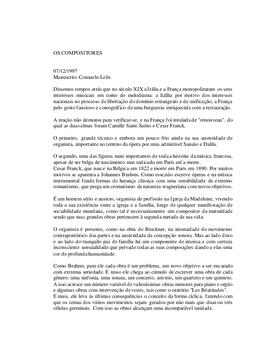 Reação ao monopólio do Melodrama – França: Renouveau com Saint-Saëns e César Franck.