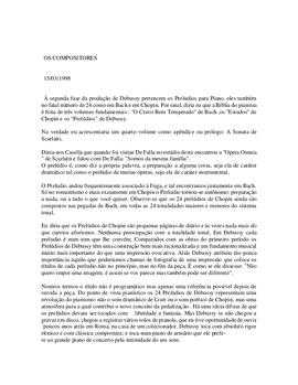 Segunda fase de Debussy. Prelúdios de Bach, Chopin e Debussy. Satie e o Grupo dos Seis.