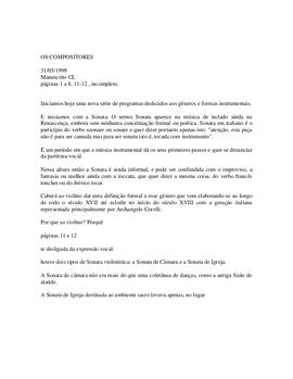 Gêneros e formas instrumentais: a sonata.
