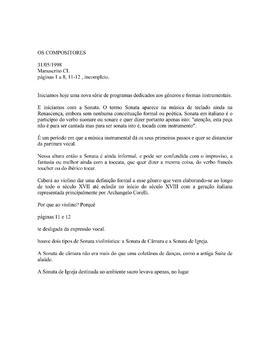 Gêneros e formas instrumentais: a sonata.