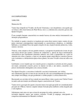 Barroco: Haydn, Vivaldi e Albinoni.