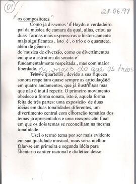 Haydn e a música de câmera.
