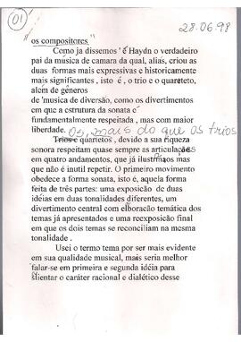 Haydn e a música de câmera.