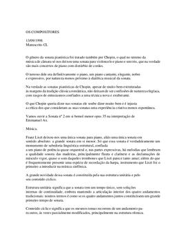 A obra de Liszt. Sonatas de Chopin e Octeto de Mendelssohn.