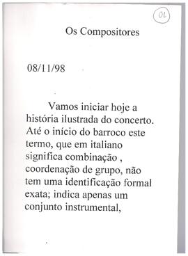 A história ilustrada do Concerto, 1º dia: Corelli, Bomporti, Vivaldi e Haendel.