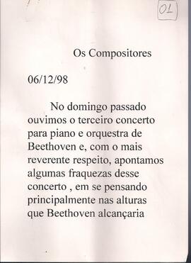 Concertos (continuação) Beethoven: Concerto nº 4 opus 58 para piano e Orquestra.