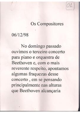 Concertos (continuação) Beethoven: Concerto nº 4 opus 58 para piano e Orquestra.
