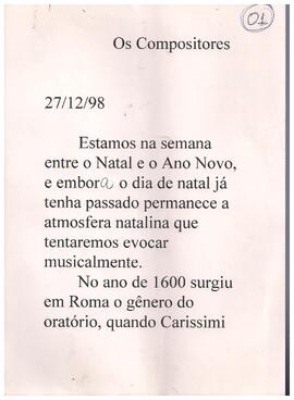 A Música e o Natal: Corelli e Bach. Canções natalinas.
