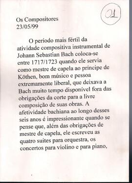 Bach: suítes para violoncelo.