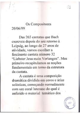 Bach: Cantata nº 32. Retratos Musicais: Manuel de Falla.