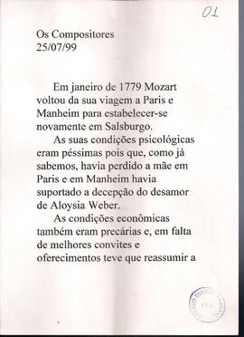 Mozart: Missa da Coroação e Abertura da Flauta Mágica. Paisagens Musicais: Dvorak Danças nº 4, 8 ...