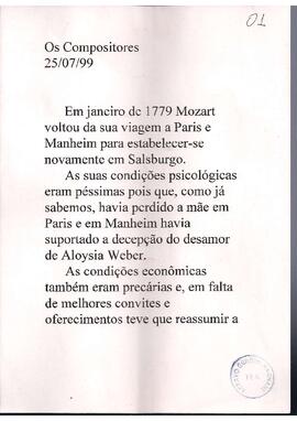 Mozart: Missa da Coroação e Abertura da Flauta Mágica. Paisagens Musicais: Dvorak Danças nº 4, 8 e 6.