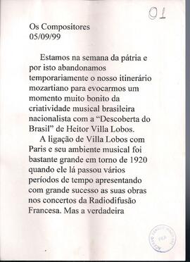 Semana da Pátria: Villa-Lobos: Descobrimento do Brasil e Primeira Missa no Brasil.