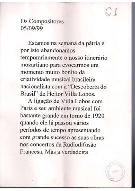 Semana da Pátria: Villa-Lobos: Descobrimento do Brasil e Primeira Missa no Brasil.