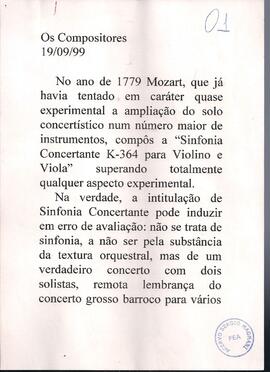 Mozart: Sinfonia concertante para violino e viola K 364 e Divertimento K 136. Chegada da Primaver...