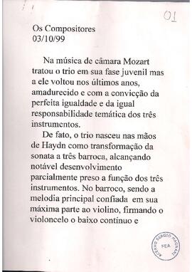 Música de Câmera de Mozart. Retratos étnicos musicais: Grieg Concerto em lá menor para piano e orquestra.