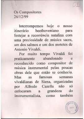 Festejando o Natal: Vivaldi Salmo 136. Canções tradicionais de Natal. Passagem do ano.