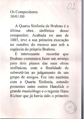 Brahms: 4ª Sinfonia e 3 Lieder.