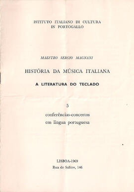 História da Música italiana. A Literatura do Teclado. 5 Conferências-concertos em língua portugue...