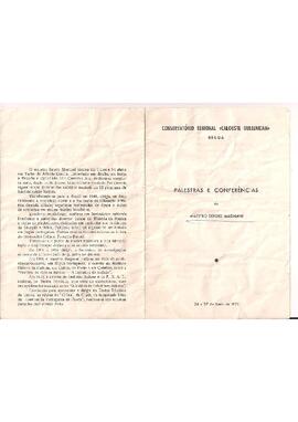 Conservatório Regional Calouste Gulbenkian. Palestras e conferências do Maestro Sergio Magnani. Braga - 24 a 27/05/1971.