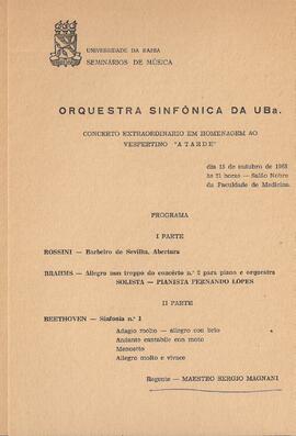 Universidade da Bahia. Seminários de Música. Concerto Extraordinário em homenagem ao vespertino “...