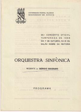 Universidade Federal da Bahia. Seminários de Música. 22º Concerto da Temporada Oficial de 1966. S...