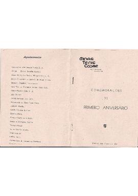 Comemorações do Primeiro Aniversário do Departamento Cultural do  Minas Tênis Clube.